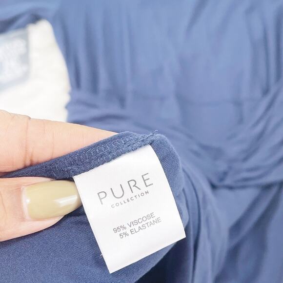 Pure Collection Womens Blue Soft Jersey Knit Gathered Waist V-Neck Dress Size 12 - Picture 5 of 5